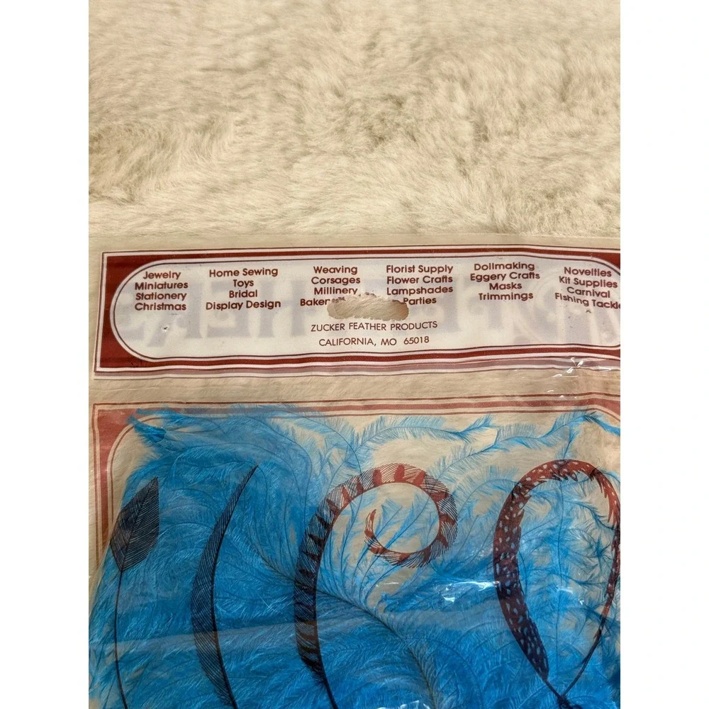 Vintage Zucker Feather Products Ostrich Peacock Feathers Turquoise Craft Lot 3pk